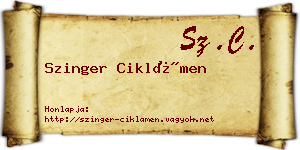 Szinger Ciklámen névjegykártya